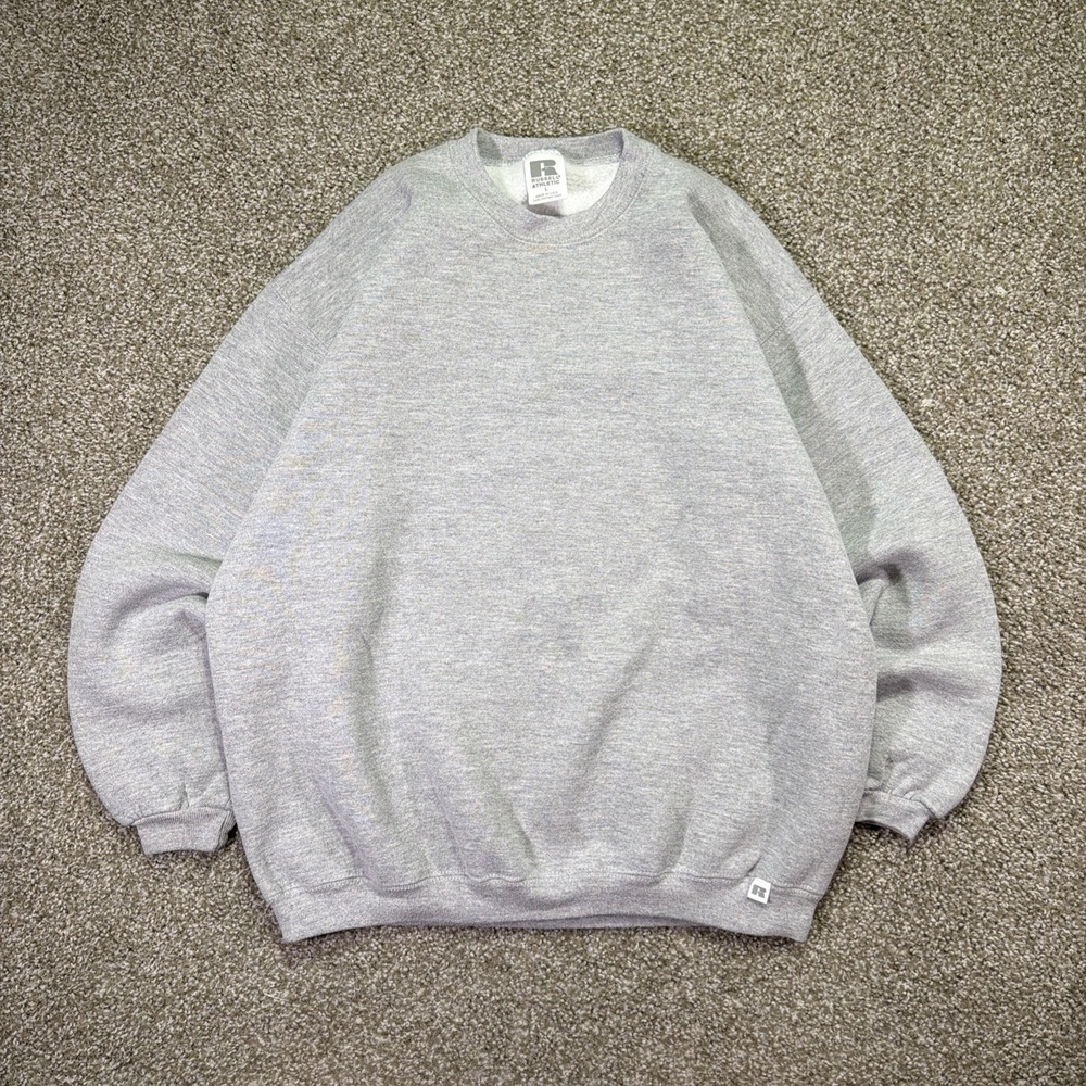 Vintage Russell Athletic Sweatshirt Large Gray Made In USA Classic Essentials